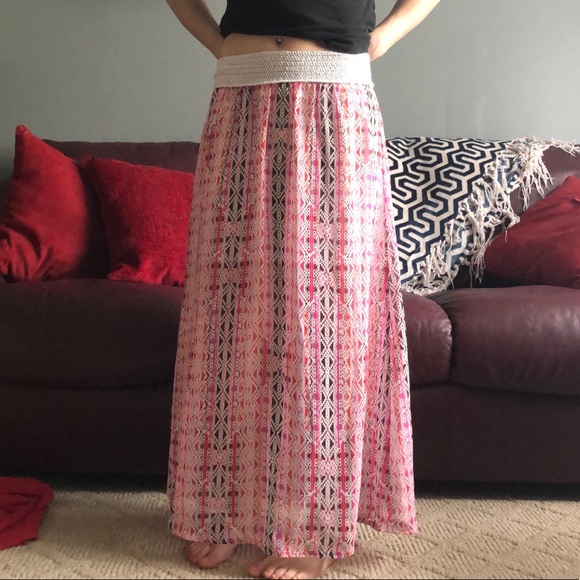Pink and orange patterned maxi skirt - Picture 8 of 8